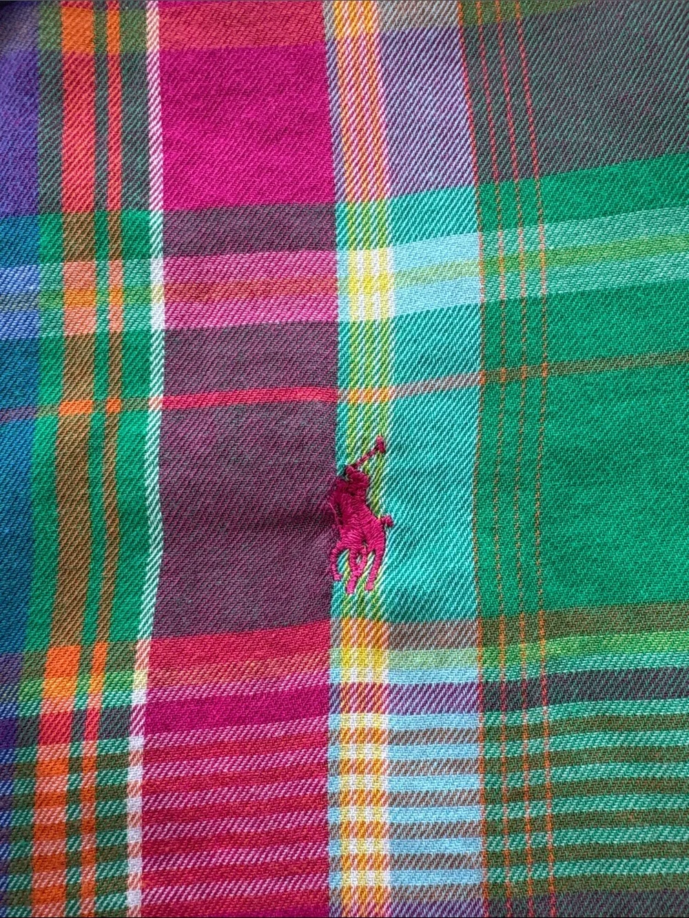 Ralph Lauren Bright Green & Pink Plaid Button-Down Shirt